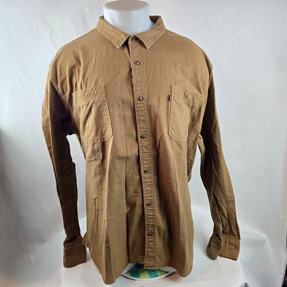 Levis Shirt Mens Size 3XL Brown Tan Button Up Stretch Western Workwear Casual - Picture 1 of 7
